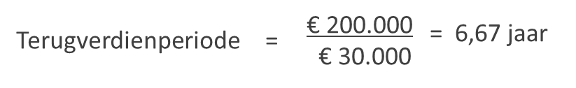 financien investeringsanalyse terugverdienperiode voorbeeld